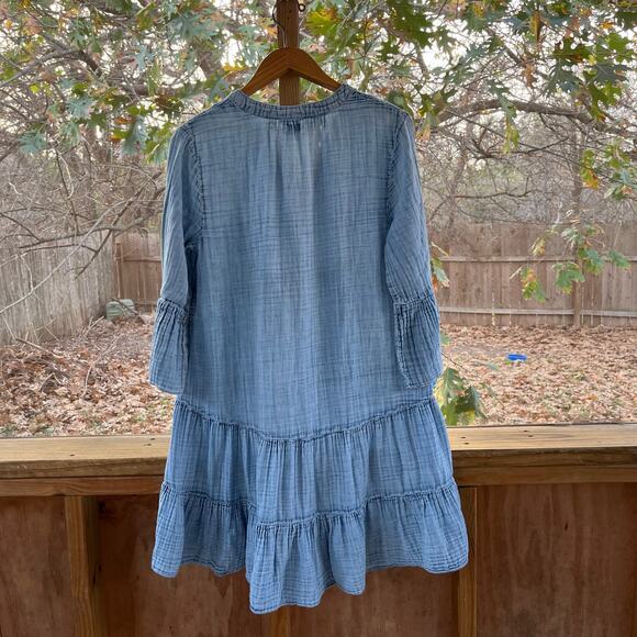 Faherty Dream Cotton Gauze Kasey Dress Indigo Wash Organic Cotton Size S - Picture 7 of 12